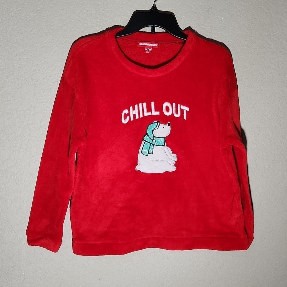 Urban Heritage Christmas Sweater Medium Fleece Red